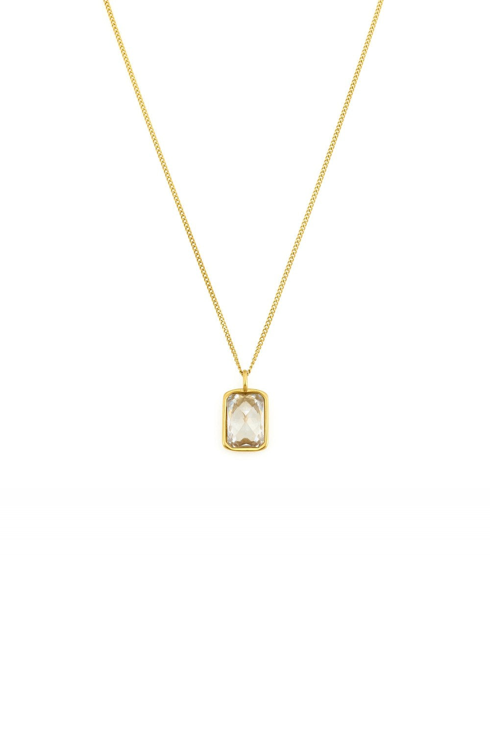 Zirkon Taşlı Kolye, Beyaz - Gold - 0