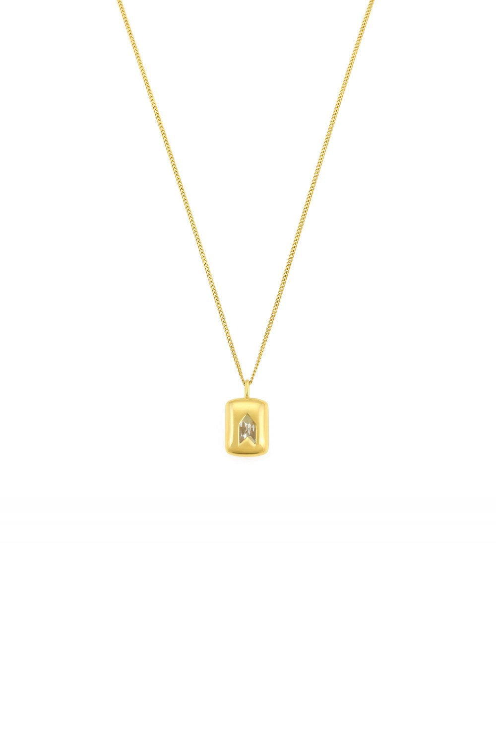 Zirkon Taşlı Kolye, Beyaz - Gold - 1