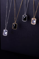 Zirkon Taşlı Kolye, Beyaz - Gold - 4
