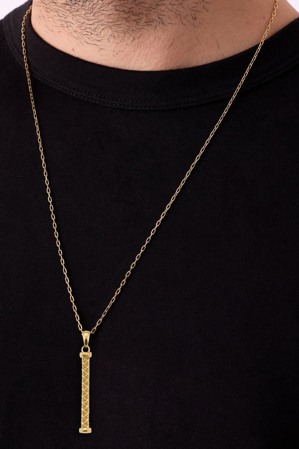 Hasır Örgü Kolye, Gold - 2