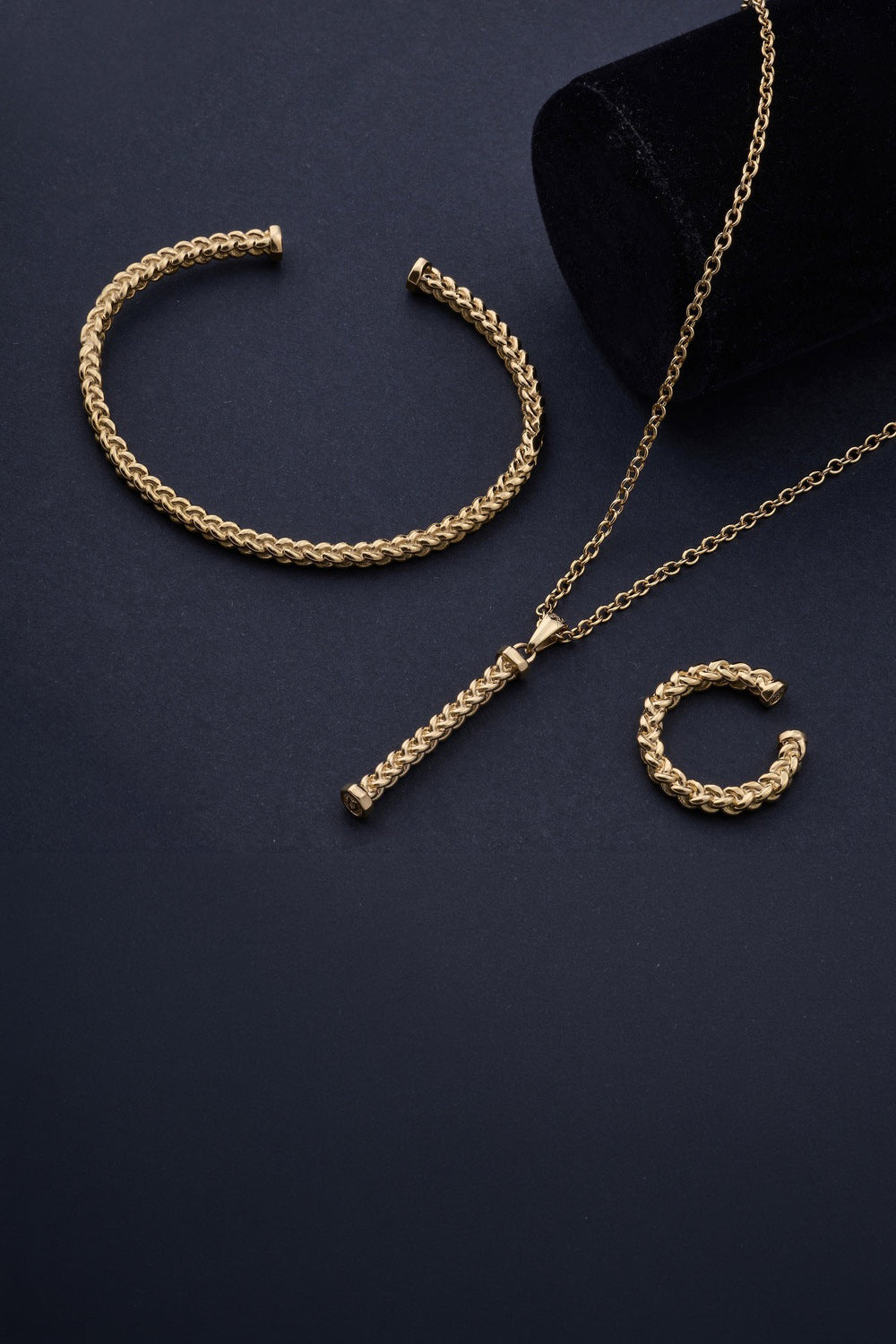 Hasır Örgü Kolye, Gold - 3