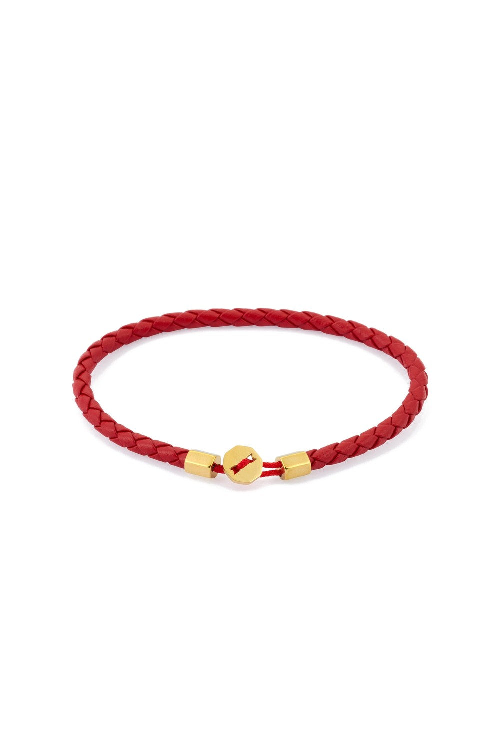 Deri Bileklik, Kırmızı - Gold - 0