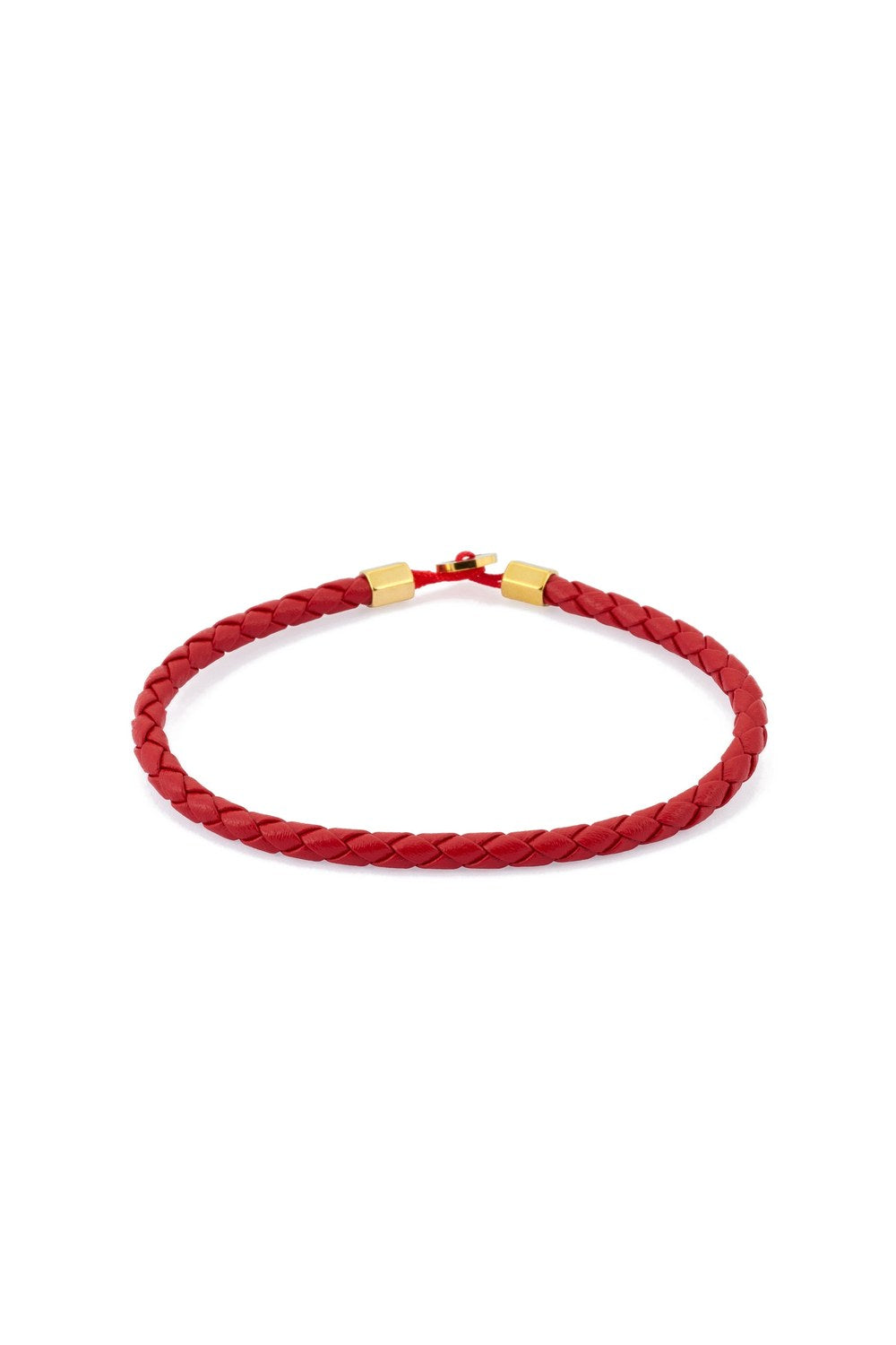 Deri Bileklik, Kırmızı - Gold - 1