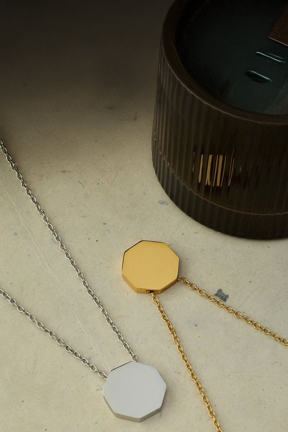 Sekizgen Detaylı Kolye, Gold - 2