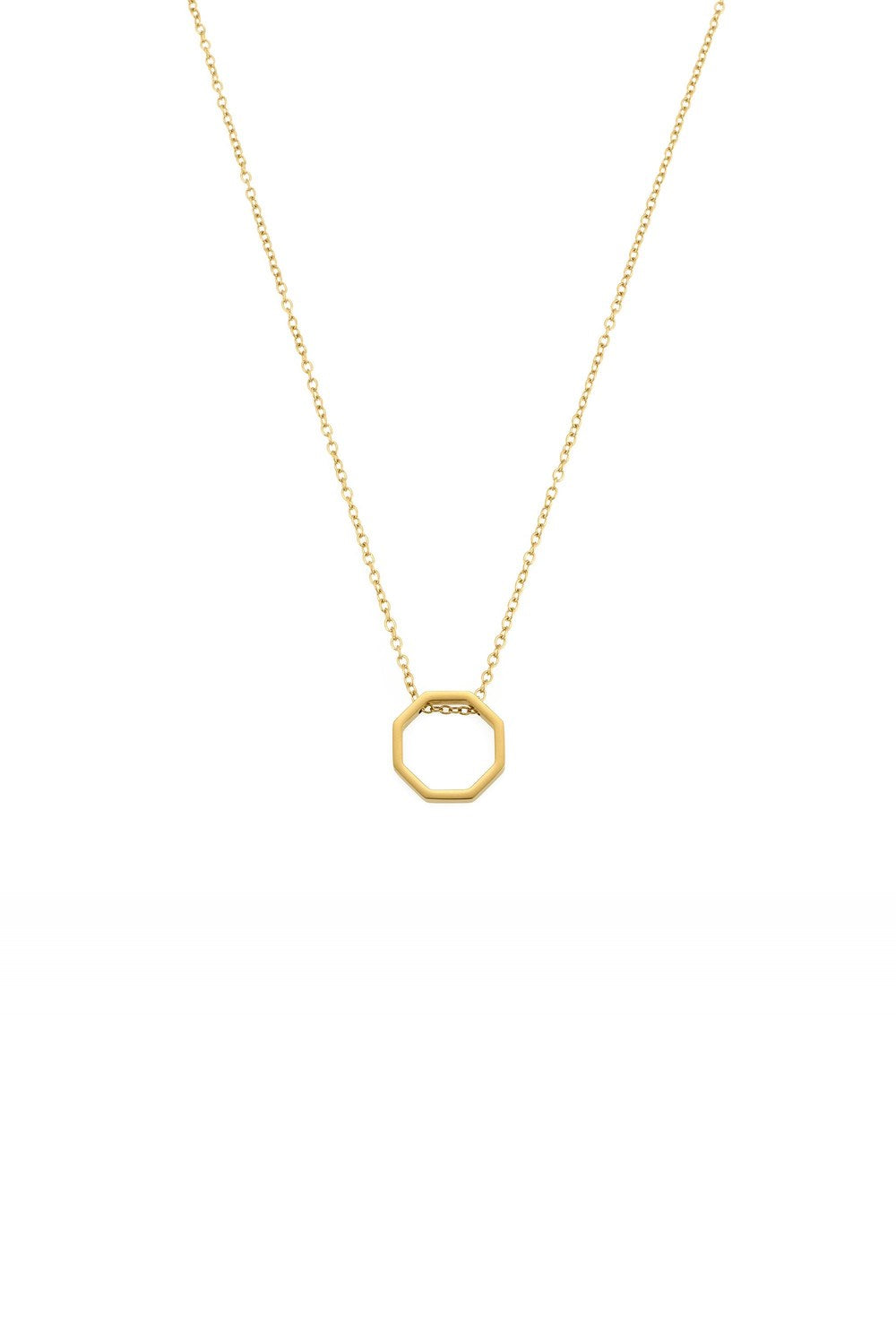 Sekizgen Detaylı Kolye, Gold - 0
