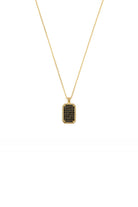 Zirkon Taşlı Sekizgen Kolye, Siyah - Gold - 0