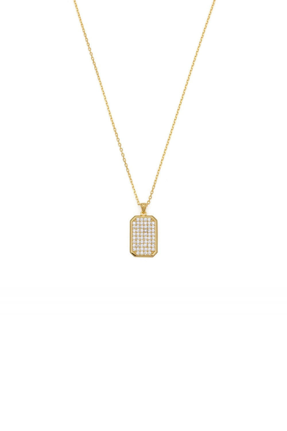 Zirkon Taşlı Sekizgen Kolye, Beyaz - Gold - 0
