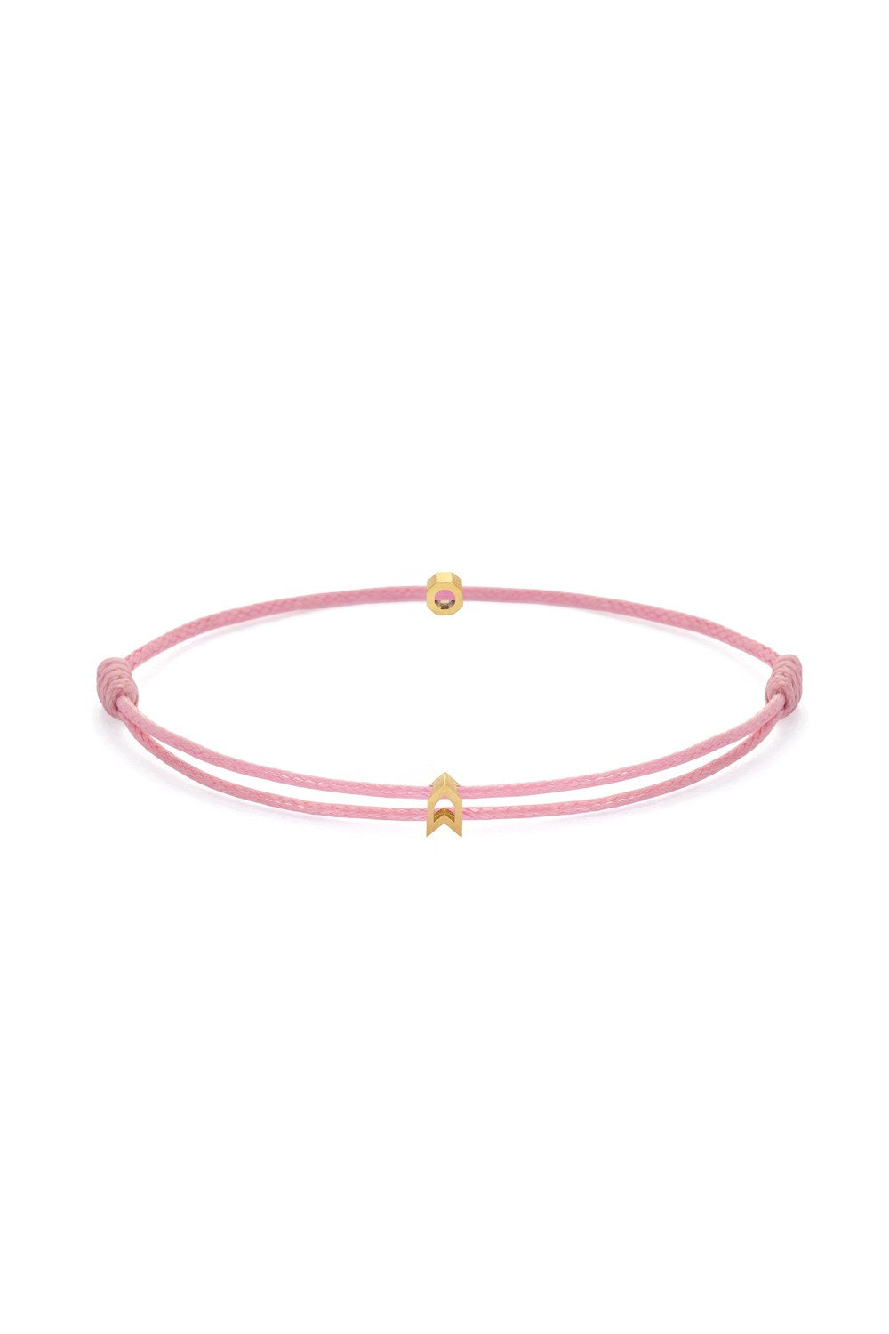 Sekizgen Detaylı Ayarlanabilir Bileklik, Pembe - Gold - 1