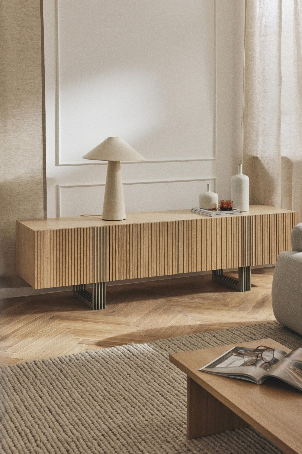 Ross Modern Ahşap Tv Ünitesi 180 Cm, Doğal Meşe - 1