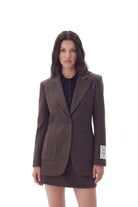Landor Balıksırtı Desenli Blazer Ceket, Kahverengi - 0