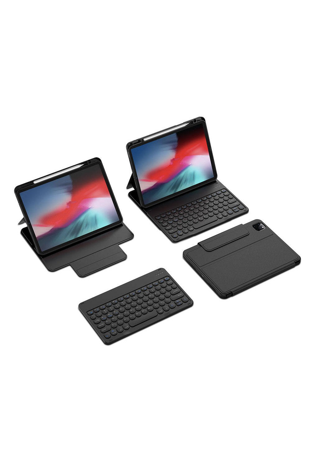 Ipad Uyumlu Gizli Kalem Bölmeli Klavyeli Kılıf - 2