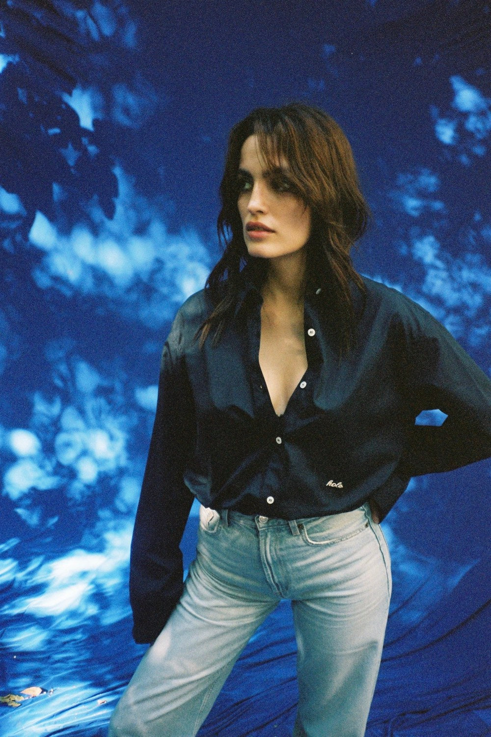 Giulia Nakış Detay Lacivert Gömlek - 3