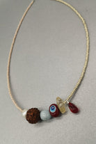 Murano Nazar Boncuğu Ve Nar Taneli, Rudraksha-Akuamarin-Sitrin-İnci Kolye - 0