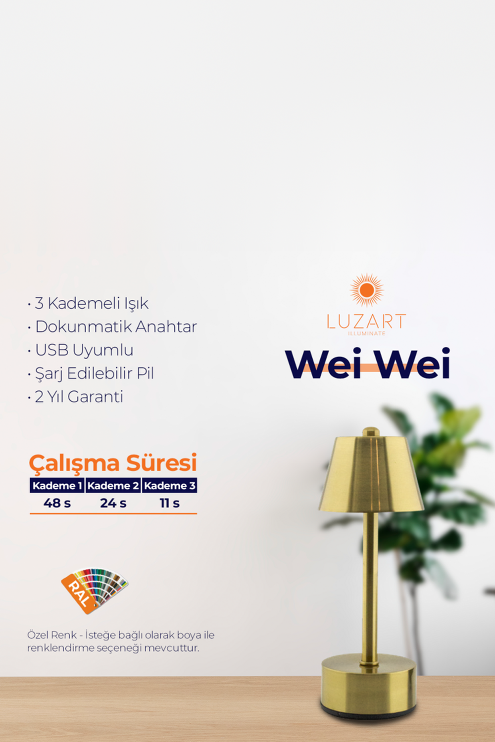 Wei Wei Masa Lambası - Manyetik Şarj Kasetli - 8