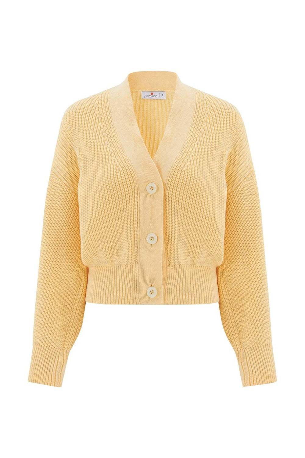 Olivia Cardigan Selanik Örgü %100 Pamuk V Yaka Kadın Triko Hırka - Sarı - 6