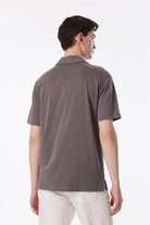 Kısa Kollu Apaj Yaka Slim Fit Örme Erkek Gömlek - 4