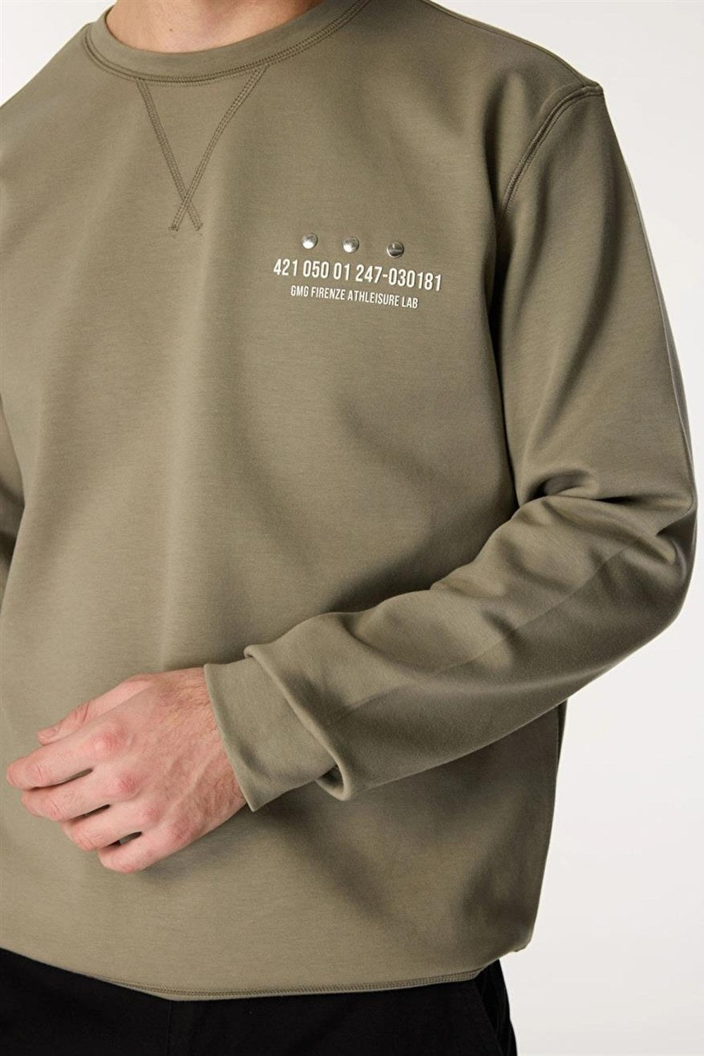 Bisiklet Yaka Sol Göğüs Üzeri Baskılı Erkek Sweatshirt - 0