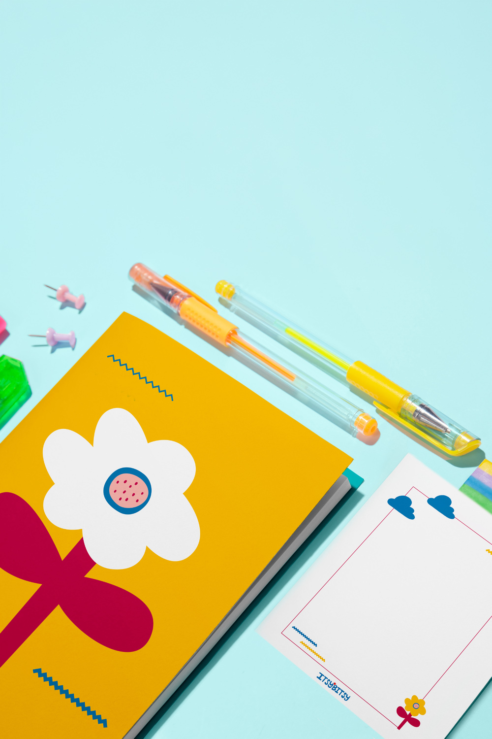 Big Flower Defter Ve Notluk Seti - Sarı - 0