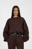 Brown Contour Oversize Cropped Sweatshirt - 0