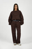Brown Contour Oversize Cropped Sweatshirt - 2