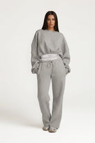 Gri Kontur Detaylı Kadın Sweatshirt - 4