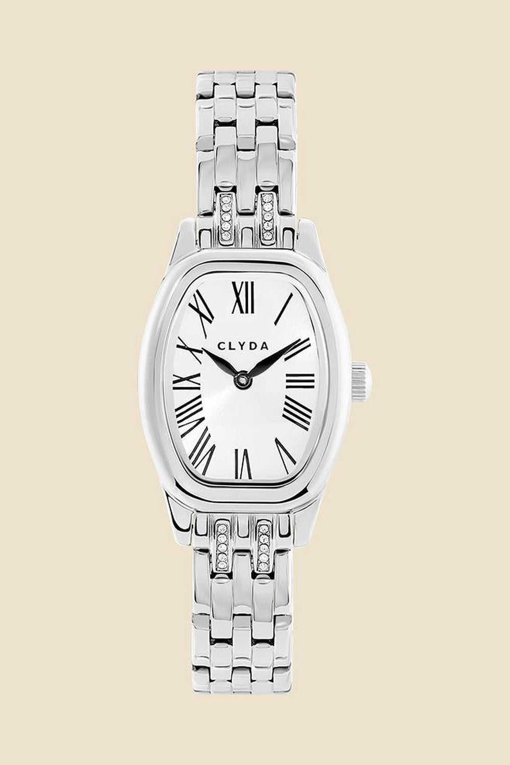 Taşlı Oval Kasa Beyaz Kadran Gümüş Çelik Kordon Kadın Kol Saati - 0