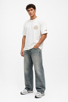 Erkek Nakış Detaylı Oversize T-Shirt Ekru - 3