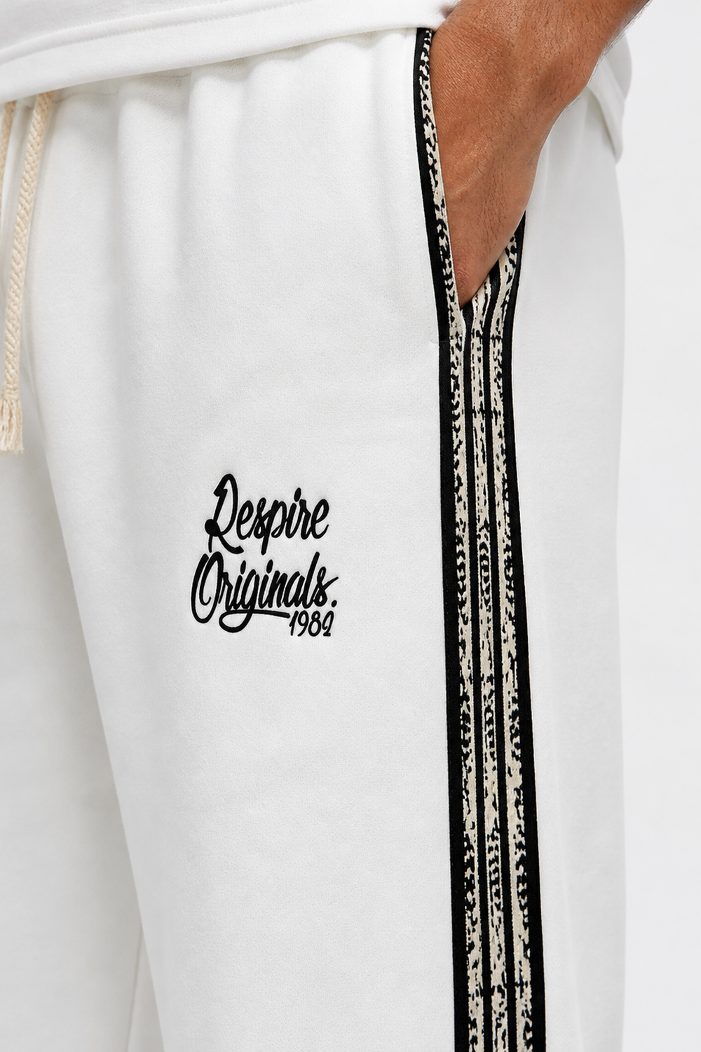 Erkek Originals Şerit Detaylı Regular Fit Eşofman Takımı Ekru - 0