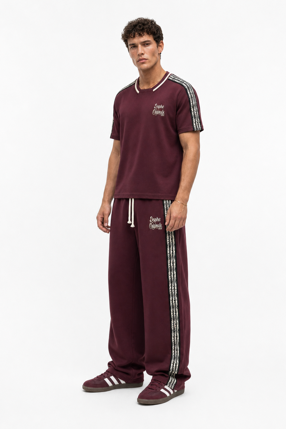Erkek Originals Şerit Detaylı Regular Fit Eşofman Takımı Bordo - 1