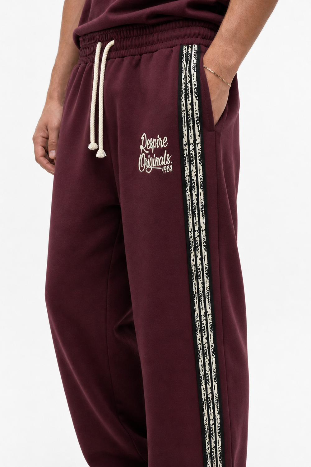 Erkek Originals Şerit Detaylı Regular Fit Eşofman Takımı Bordo - 3