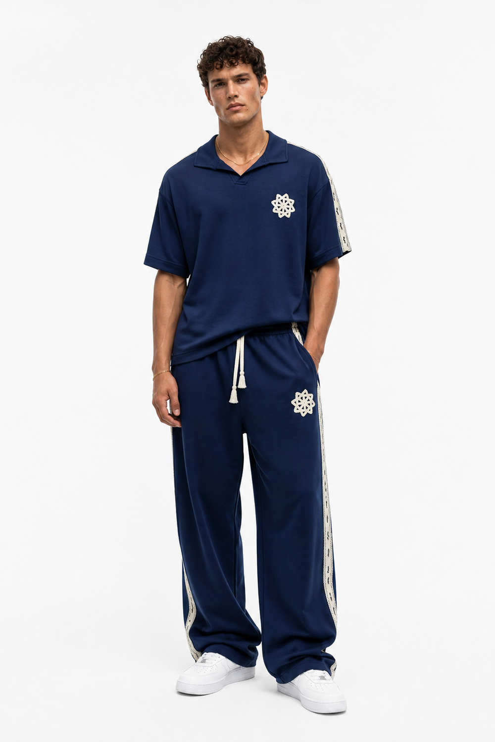 Erkek Şerit Detaylı Regular Fit Eşofman Takımı Lacivert - 2