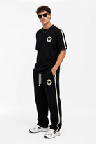 Erkek R Nakışlı Şerit Detaylı Regular Fit Eşofman Takımı Siyah - 3