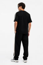 Erkek R Nakışlı Şerit Detaylı Regular Fit Eşofman Takımı Siyah - 4