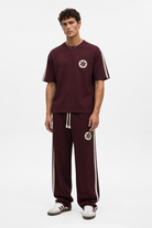 Erkek R Nakışlı Şerit Detaylı Regular Fit Eşofman Takımı Bordo - 1
