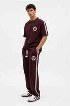 Erkek R Nakışlı Şerit Detaylı Regular Fit Eşofman Takımı Bordo - 2
