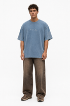 Erkek Far From Basic Yıkamalı Oversize T-Shirt Bebe Mavi - 1