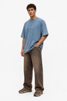Erkek Far From Basic Yıkamalı Oversize T-Shirt Bebe Mavi - 3
