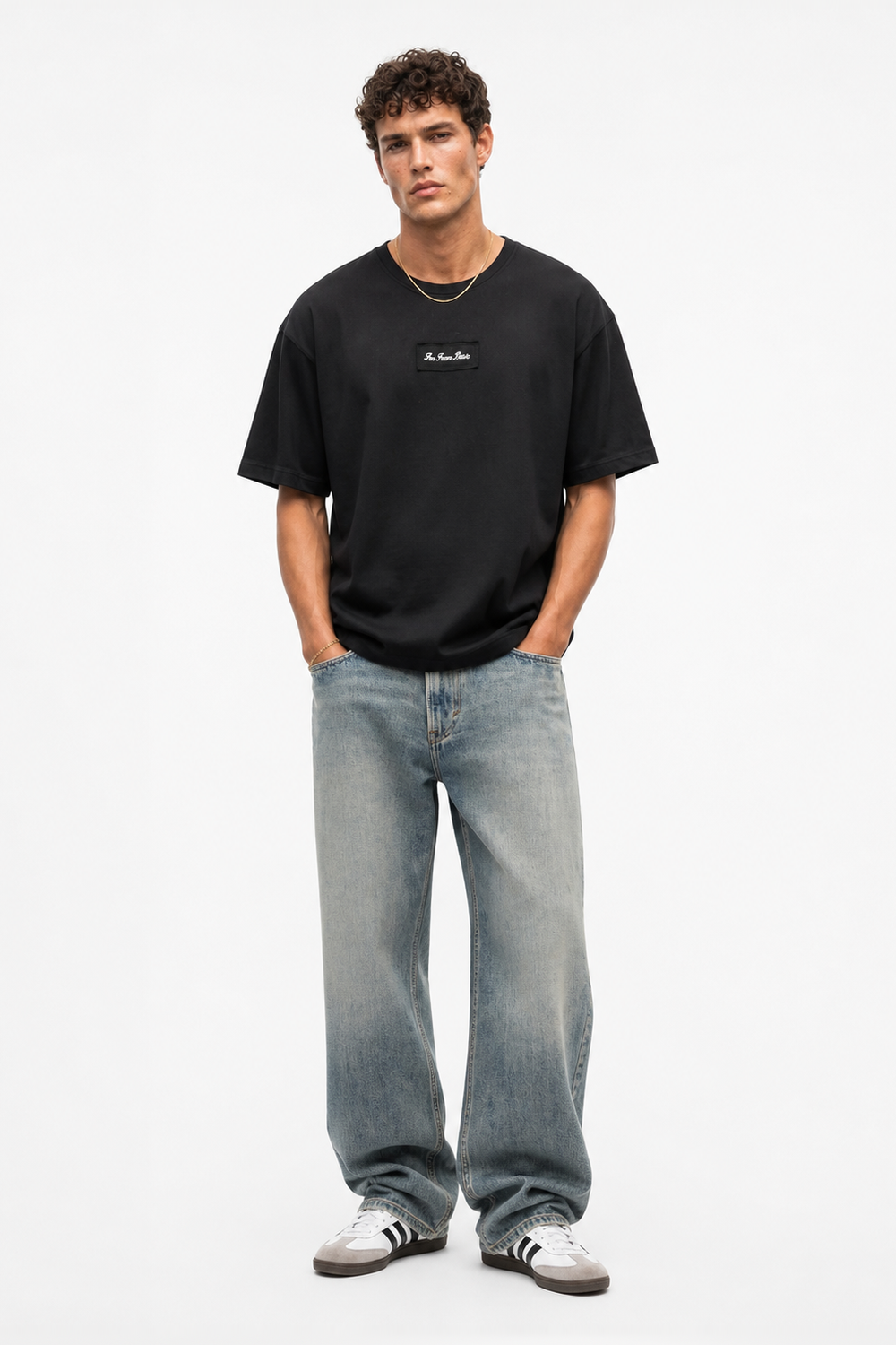 Erkek Ffb Nakışlı Oversize T-Shirt Siyah - 2