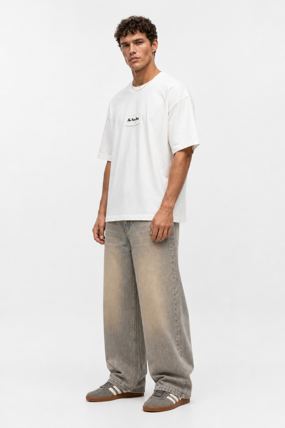 Erkek Ffb Nakışlı Oversize T-Shirt Ekru - 3