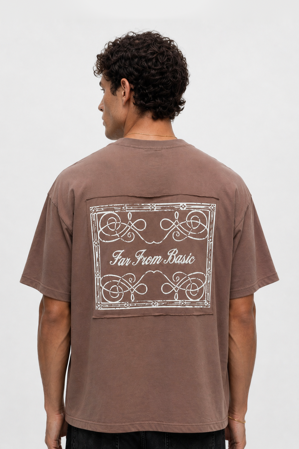 Erkek Ffb Nakışlı Oversize T-Shirt Kahve - 0