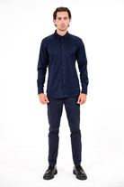Alttan Britli Gömlek Yaka Uzun Kol Erkek Gömlek - 1