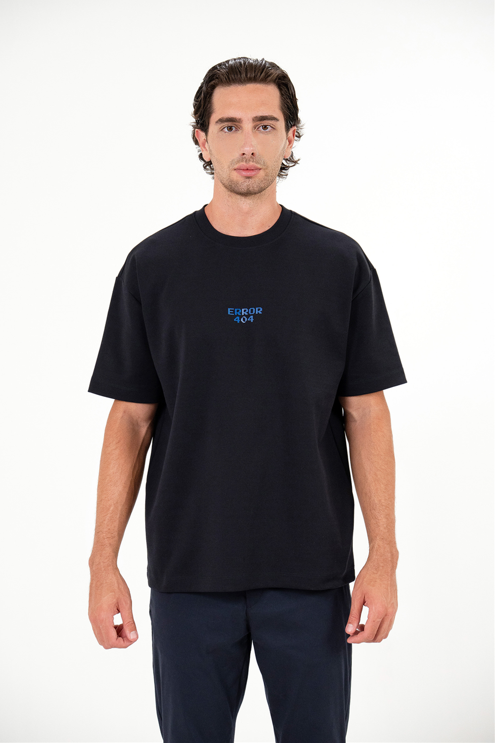 Bisiklet Yaka Error Baskılı Erkek T-Shirt - 1