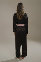 Aci Kahve-Pudra Miks Saten Şal Yaka Kimono-Pantolon Takim - 2