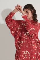 Yanları Büzgülü Kaftan Elbise - Tarçın - 1