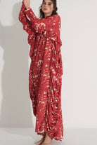 Yanları Büzgülü Kaftan Elbise - Tarçın - 2