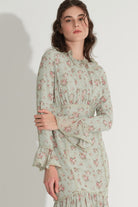 Dantelli Balık Form Elbise - Mint - 1