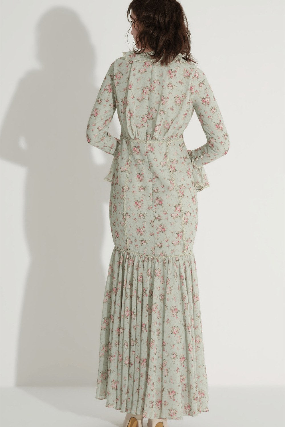 Dantelli Balık Form Elbise - Mint - 4