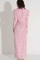 Yan Büzgü Detaylı Elbise - Pembe - 4