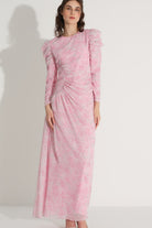 Yan Büzgü Detaylı Elbise - Pembe - 5