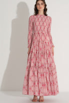 Gipeli Şifon Elbise - Pembe - 0